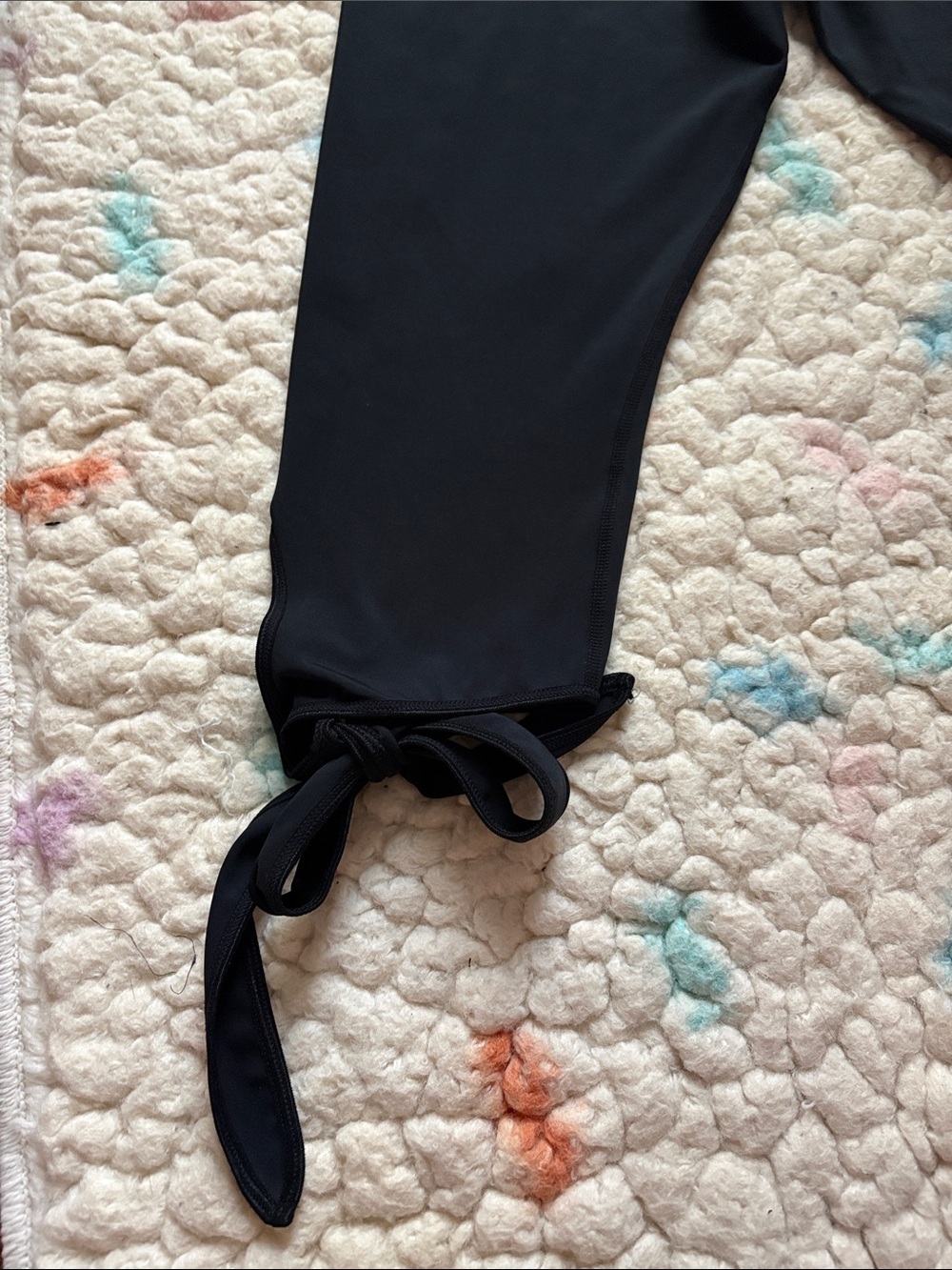 Blackmilk Black Capri Leggings with Tie Hem - Picture 6 of 8